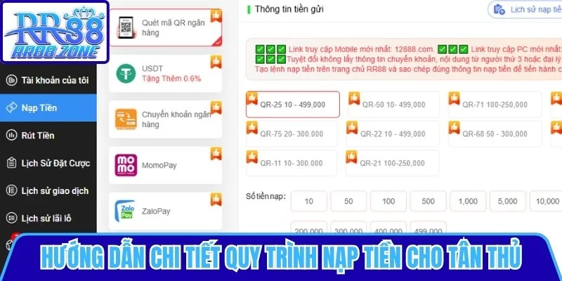Hướng dẫn quy trình nạp tiền cho tân thủ